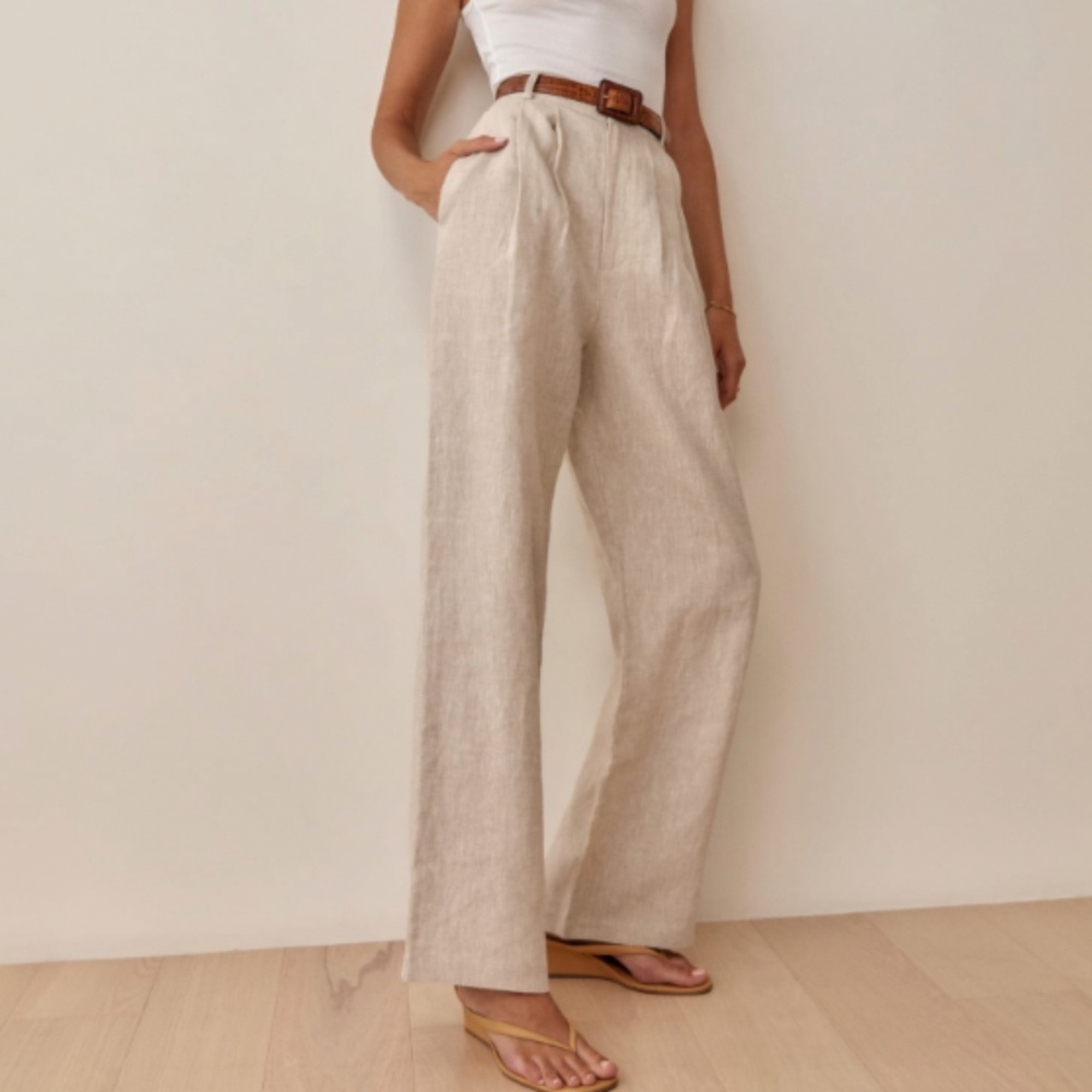 *NEW WITH TAGS* Reformation Mason beige linen pants - size 2, regular length